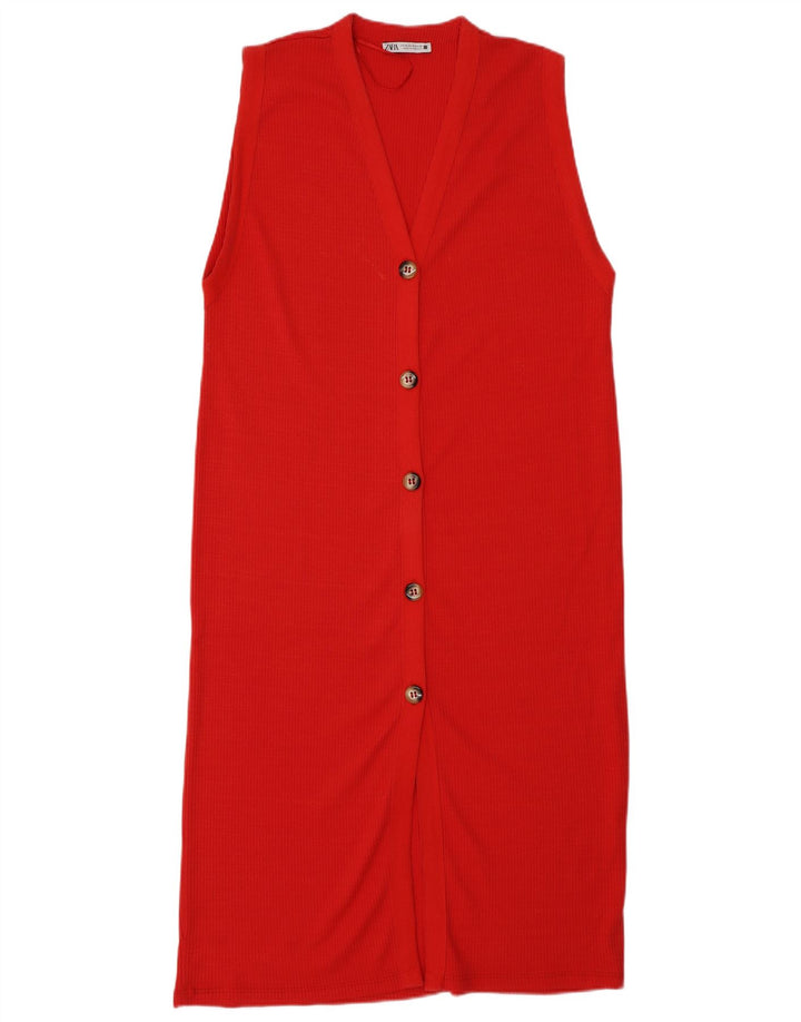 Zara Vestido largo sin mangas para mujer UK 44 Mediano Rojo