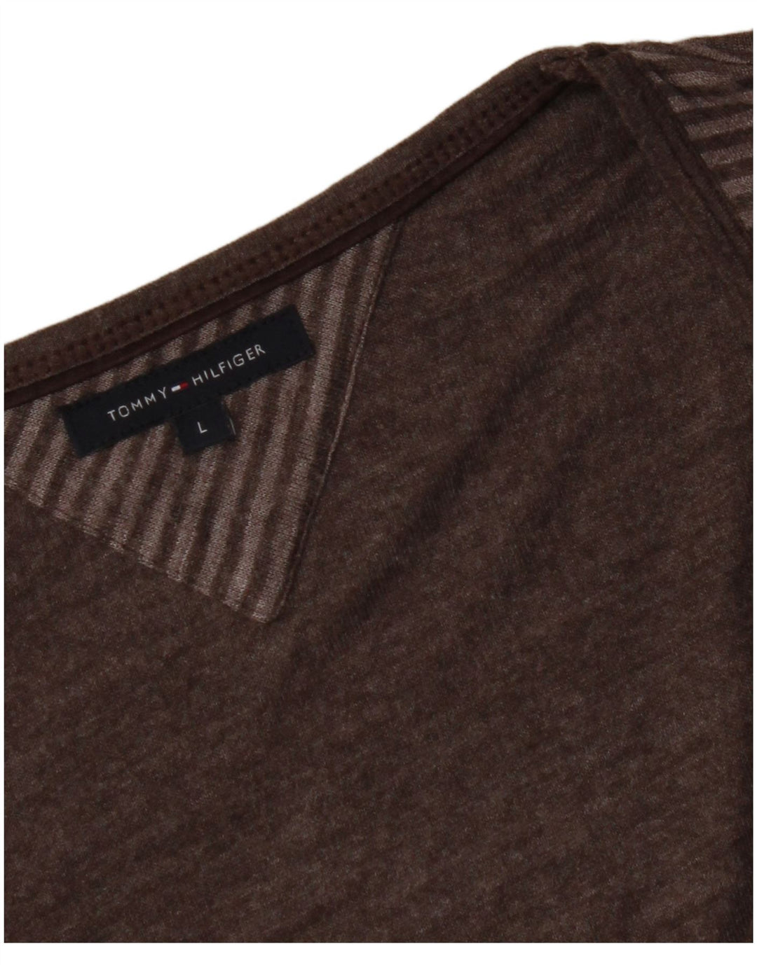 TOMMY HILFIGER Top para mujer manga 3/4 UK 44 Grande Marrón Rayas