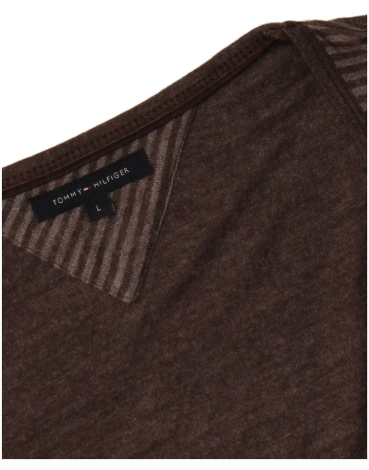 TOMMY HILFIGER Top para mujer manga 3/4 UK 44 Grande Marrón Rayas