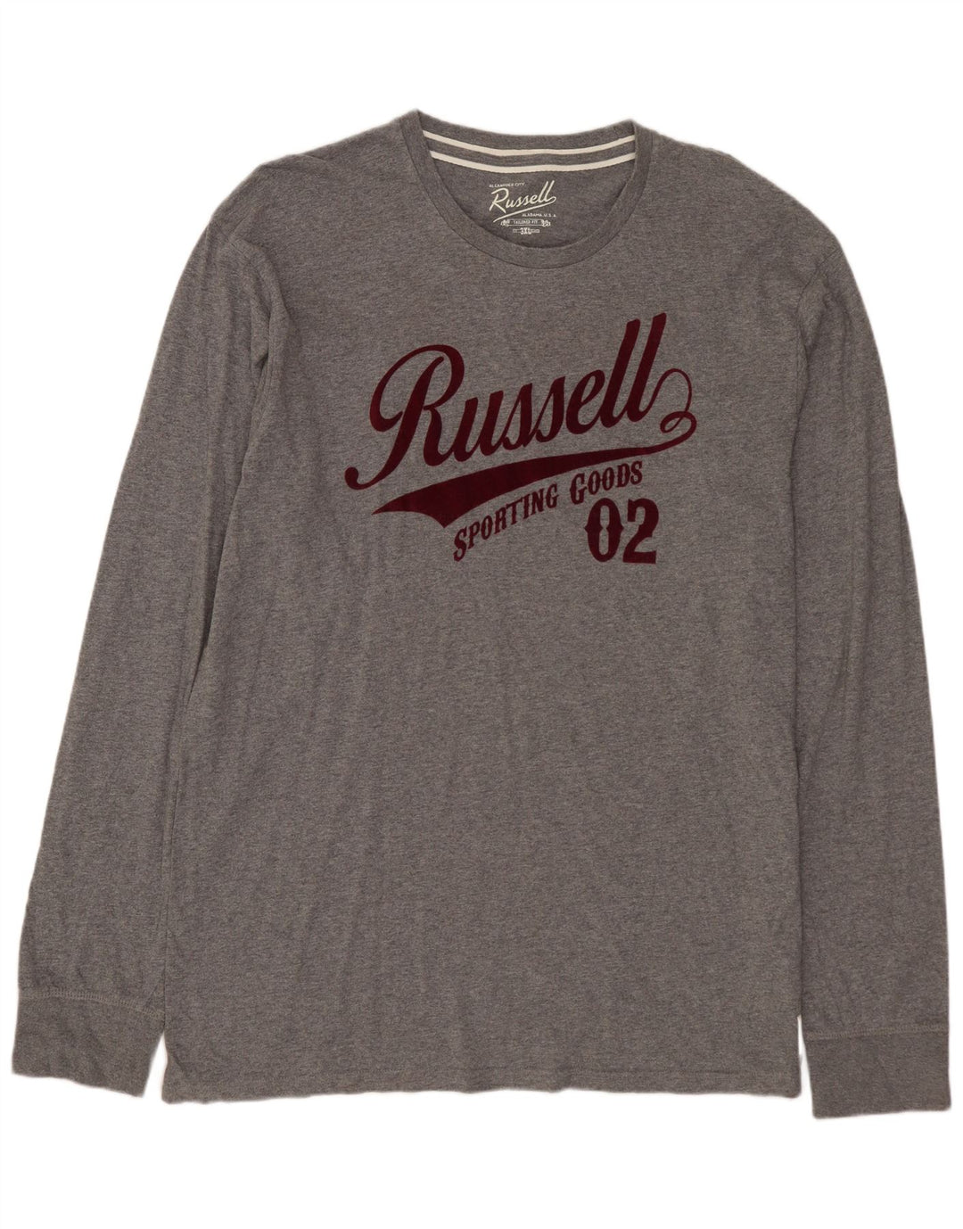 RUSSELL ATHLETIC Top gráfico de ajuste a medida para hombre, manga larga, 3XL, algodón gris