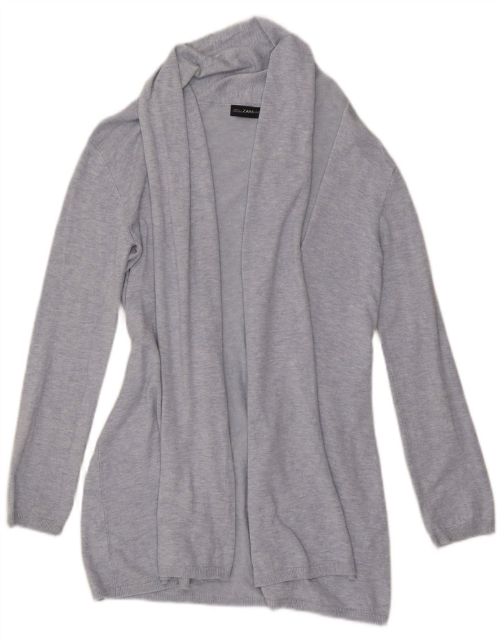 Zara Mujer Longline Cardigan Suéter UK 10 Small Azul