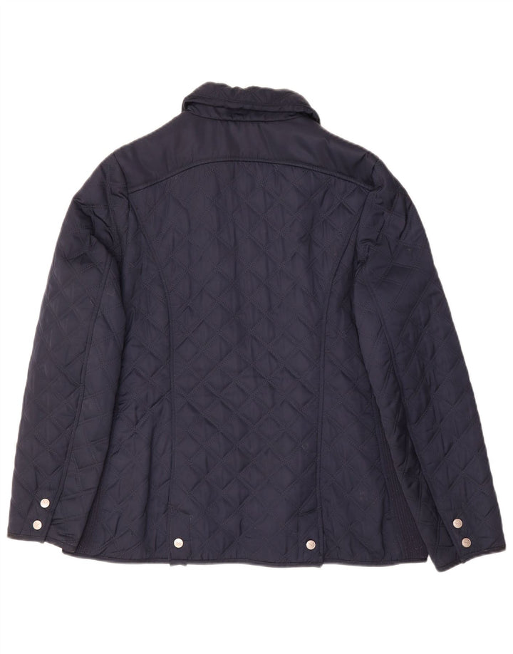 CREW CLOTHING Womens Quilted Jacket UK 14 Medium  Navy Blue Polyester