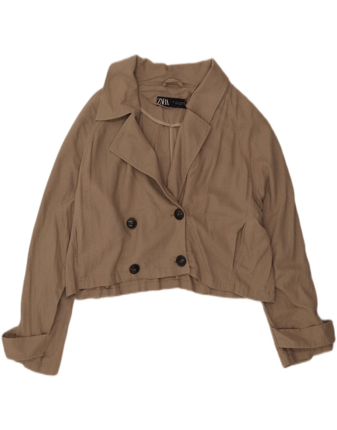 Zara Chaqueta tipo blazer corta extragrande con doble botonadura para mujer UK 46 Large Khaki