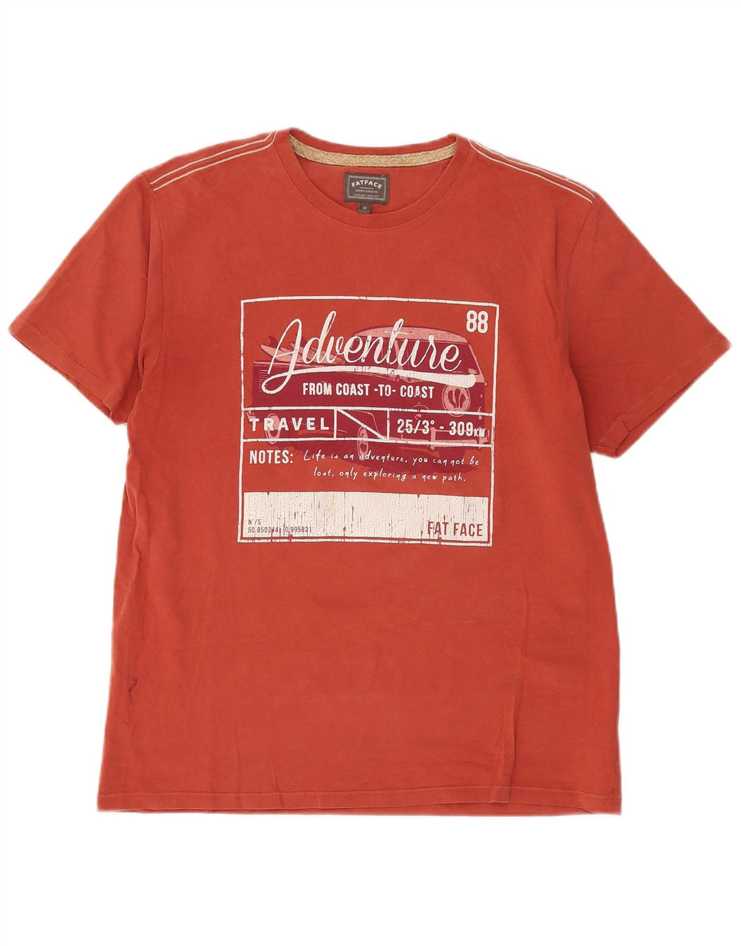 Camiseta gráfica para hombre Fat Face Top de algodón rojo medio