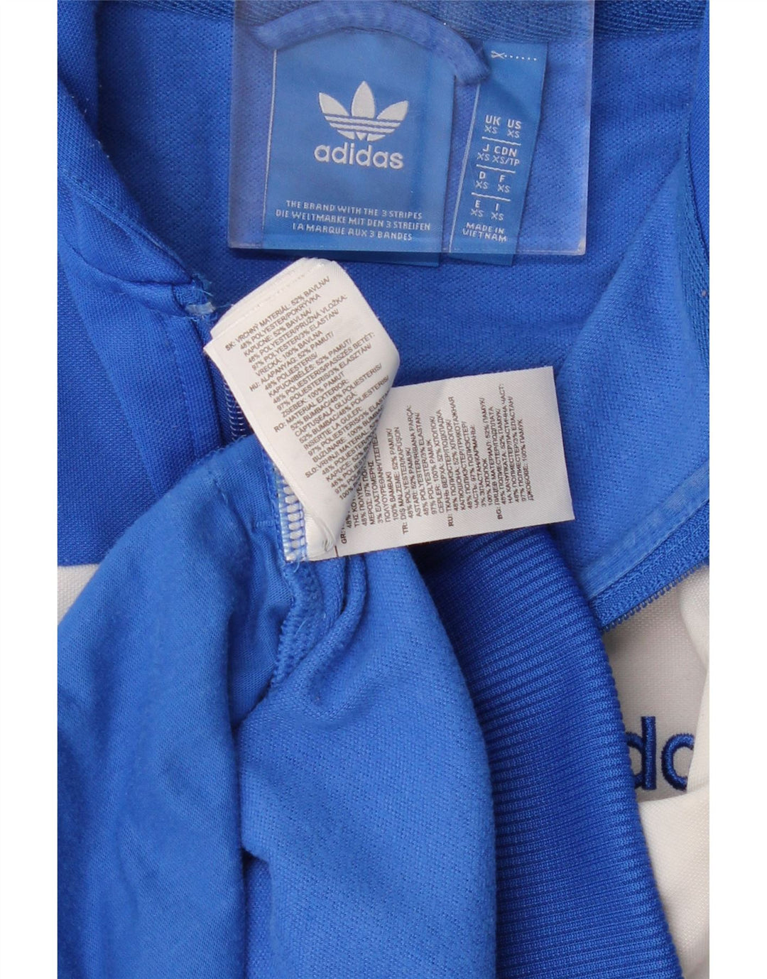 ADIDAS Sudadera con capucha y cremallera para hombre XS Algodón color block azul