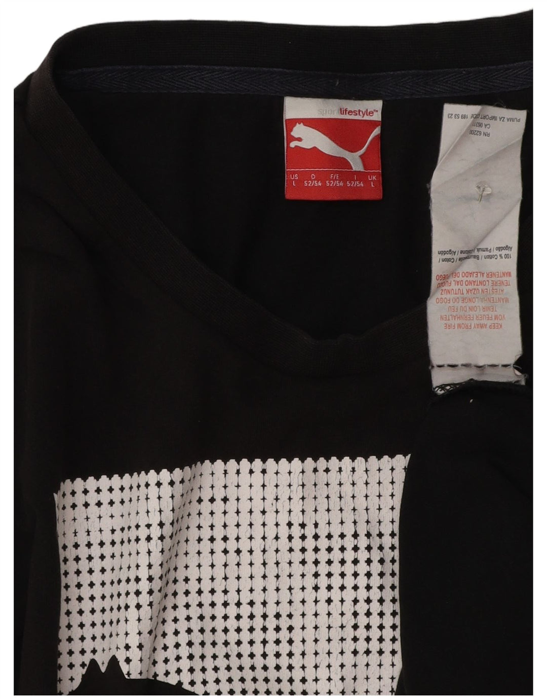 Puma - Camiseta gráfica para hombre, talla grande, algodón negro