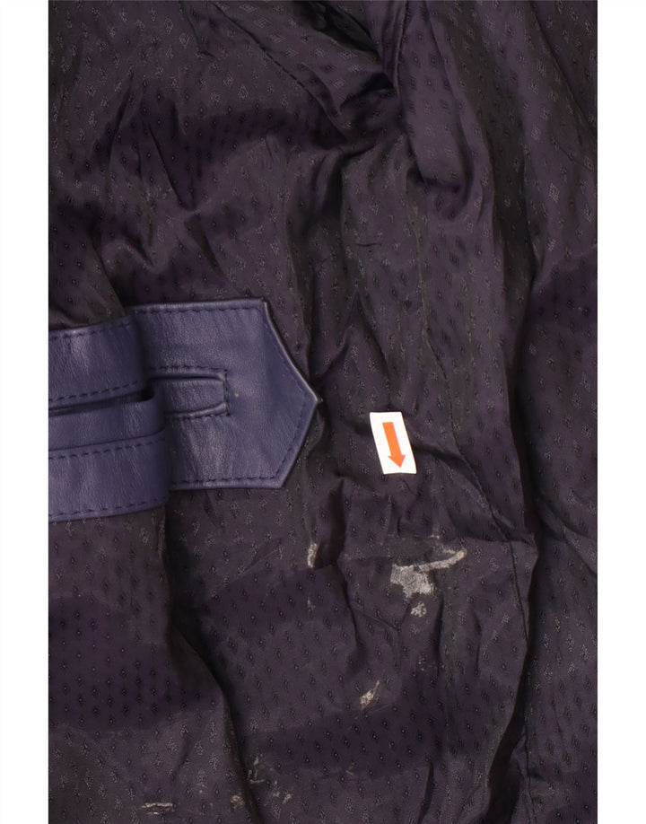 Vintage mujer bombardero chaqueta de cuero Reino Unido 14 azul marino medio