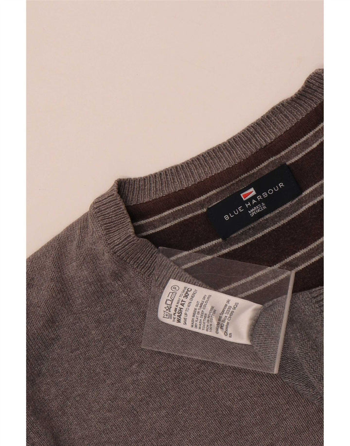 Marks & Spencer Jersey con Cuello en V Azul Harbor para Hombre Algodón Gris Medio