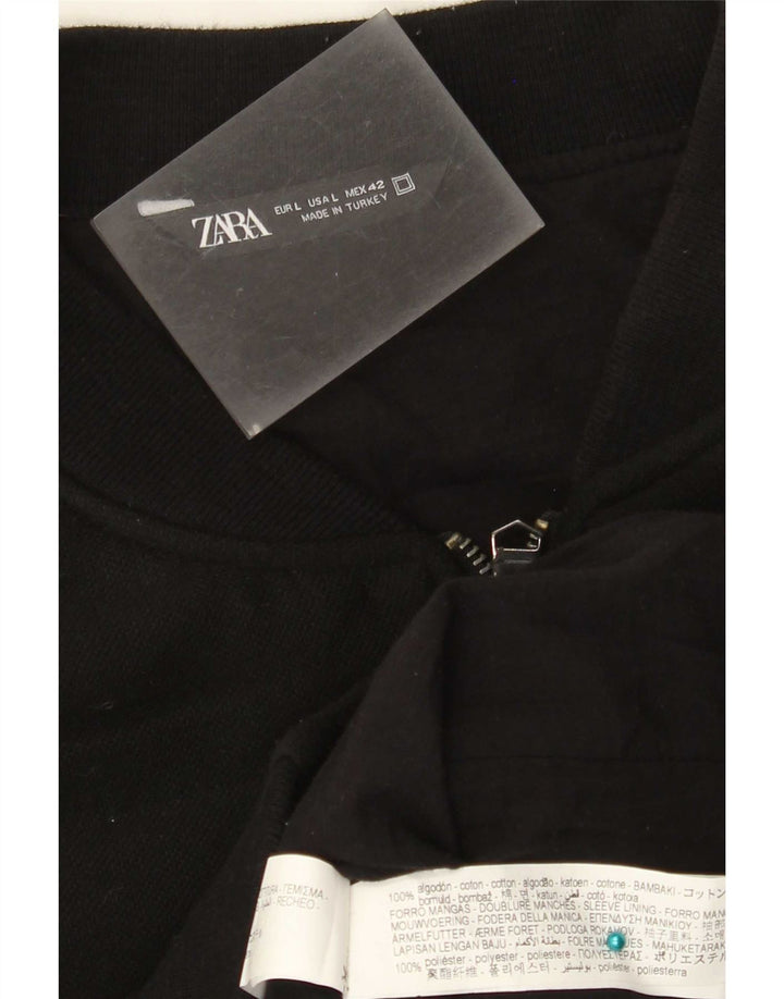 Zara Mens Bomber Jacket UK 40 Grande Algodón Negro