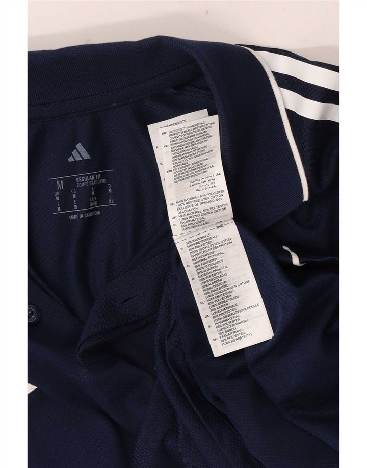 Polo Adidas Hombre Regular Fit Poliéster Color Block Azul Marino Medio