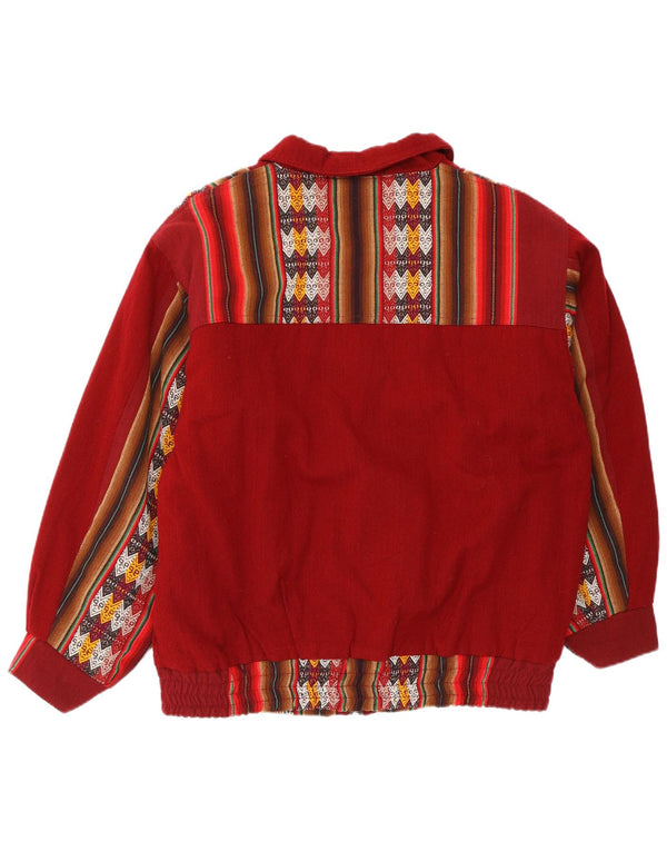 Vintage hombres bomber chaqueta Reino Unido 44 XL Borgoña Geométrica