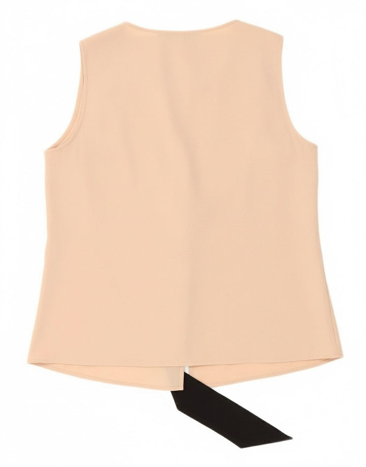 ZARA Womens Sleeveless Cardigan Top UK 14 Medium Beige
