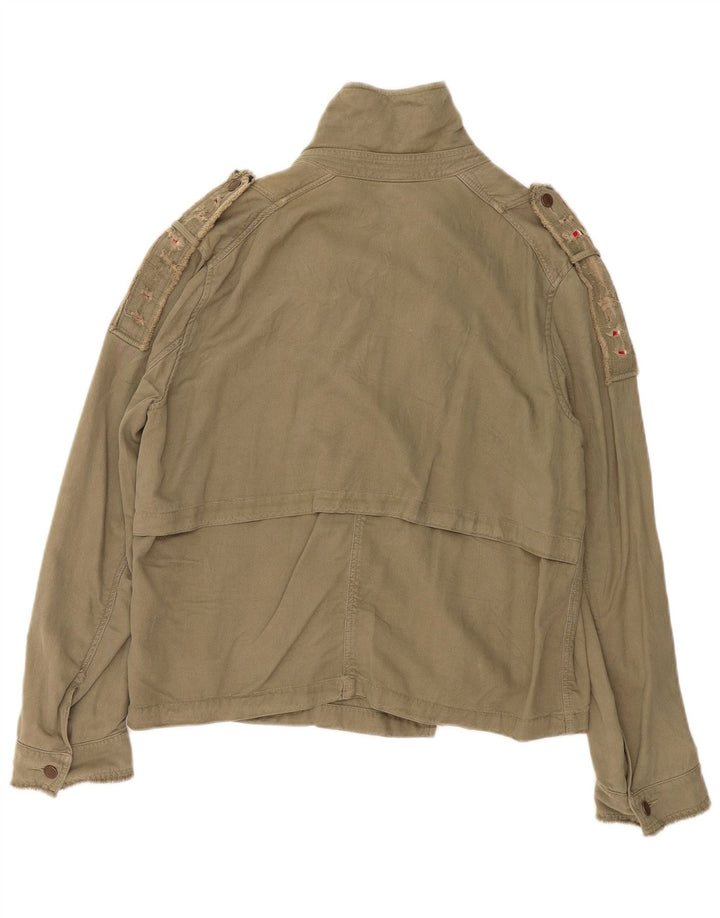 Zara Chaqueta militar extragrande para mujer UK 14 Medium Khaki Lyocell