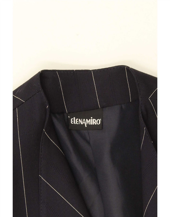 ELENA MIRO Chaqueta Blazer de 2 Botones para Mujer UK 18 XL Lana a Rayas Azul Marino