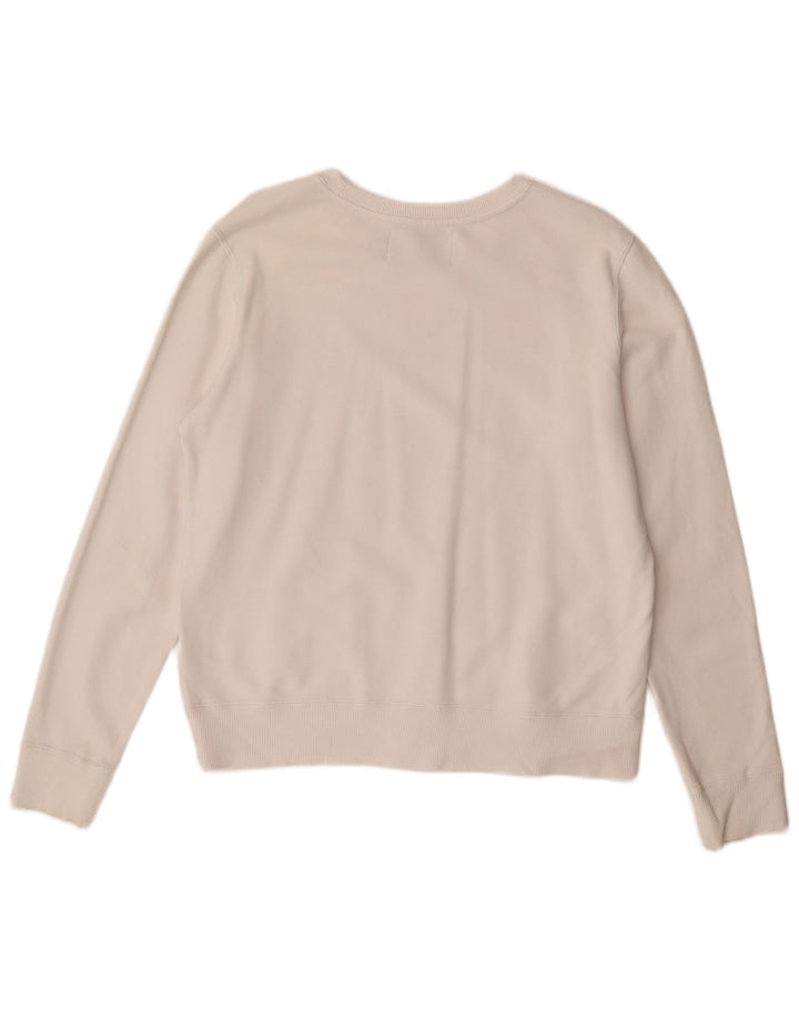 Calvin Klein Jeans Sudadera gráfica para mujer Jumper UK 14 Mediano Blanco