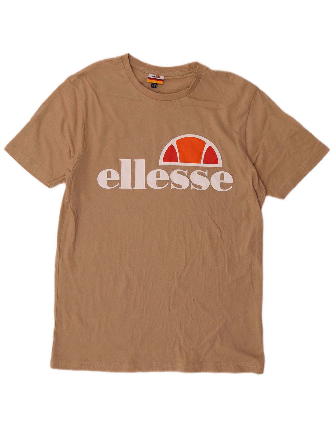 Ellesse Hombre Camiseta Gráfica Top Algodón Beige Medio