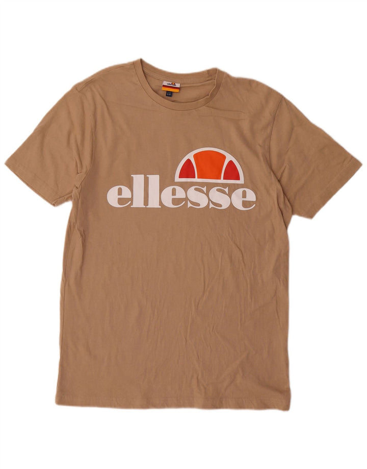 Ellesse Hombre Camiseta Gráfica Top Algodón Beige Medio