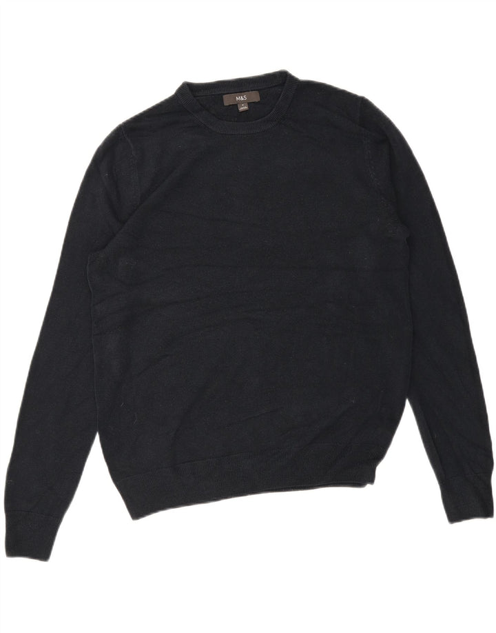 MARKS & SPENCER Suéter tipo jersey con cuello redondo para hombre Acrílico azul marino mediano