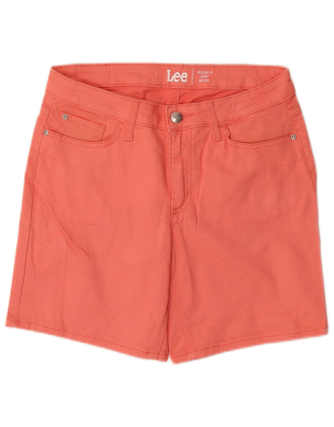 LEE Pantalones cortos casuales de talle medio para mujer, ajuste regular, talla 8, mediana, W28, algodón rosa