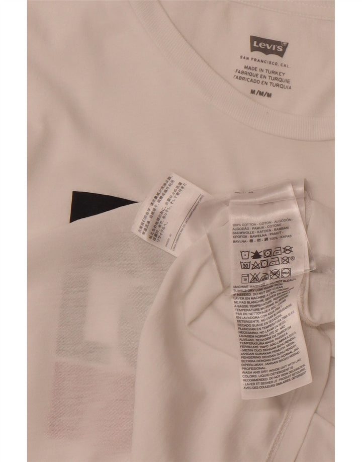 LEVI'S Camiseta gráfica para mujer Top UK 12 Medium White Cotton