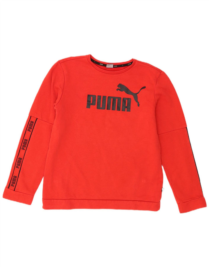 Puma Boys Graphic Sudadera Jumper 15-16 años Rojo Algodón