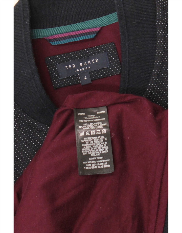 Ted Baker Chaqueta bomber para hombre Talla 4 Grande Viscosa con manchas azul marino
