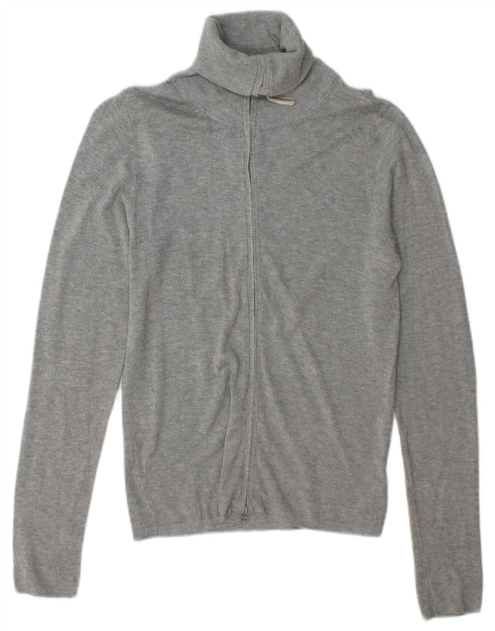 Zara Mujer Cárdigan Suéter UK 12 Rayón Gris Medio