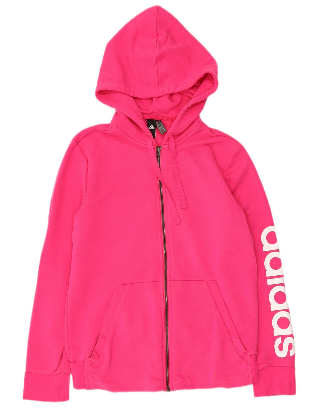 ADIDAS Sudadera con capucha y cremallera gráfica para mujer Reino Unido 16/18 Grande Algodón rosa