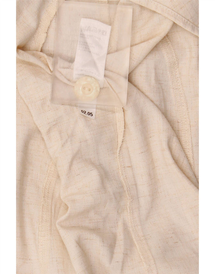 Marks & Spencer Womens 4 Button Blazer Jacket UK 16 Large Beige Viscose