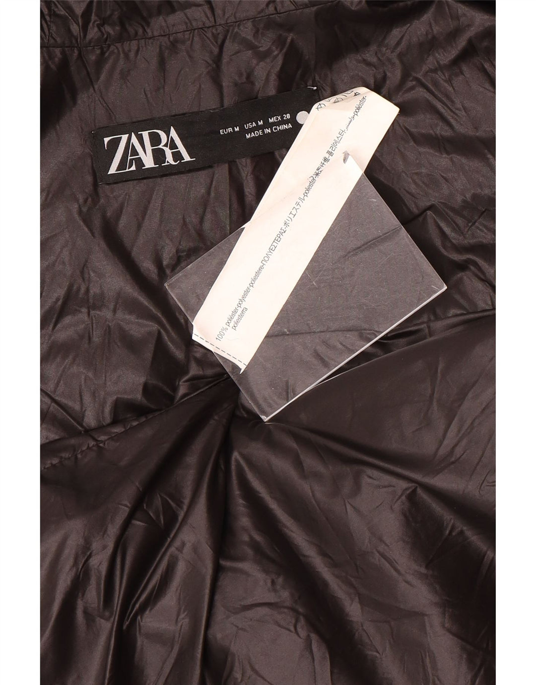Zara Mujer Chaleco Acolchado Con Capucha UK 44 Mediano Poliéster Negro