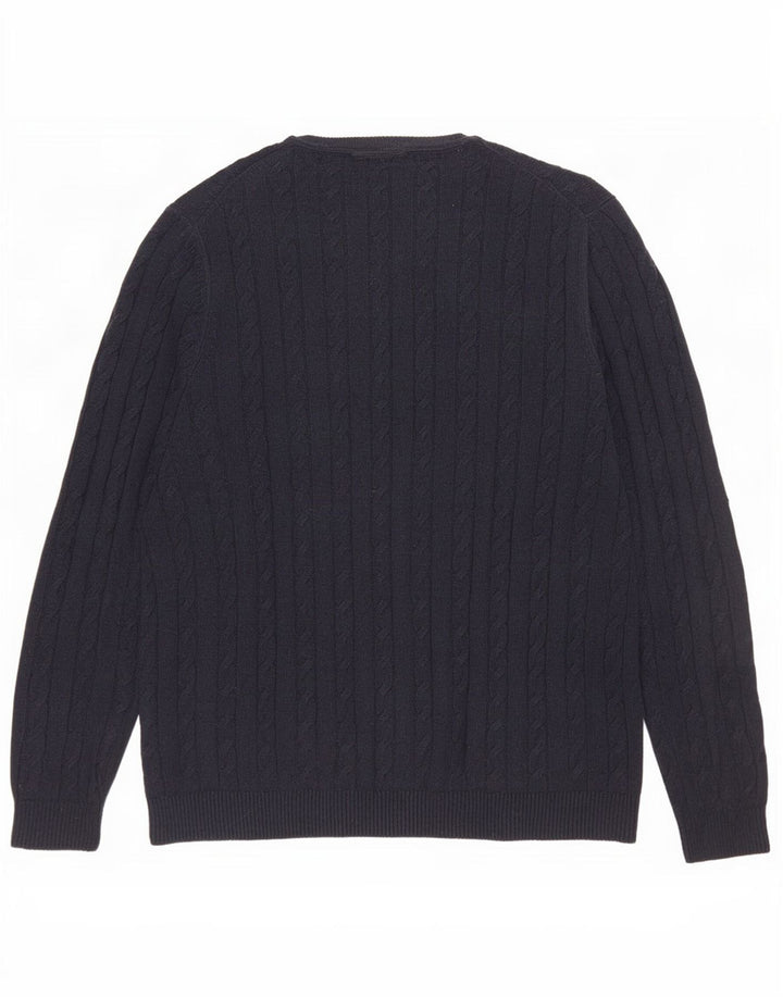 Lyle & Scott Jersey de cuello redondo para hombre, talla grande, algodón azul marino