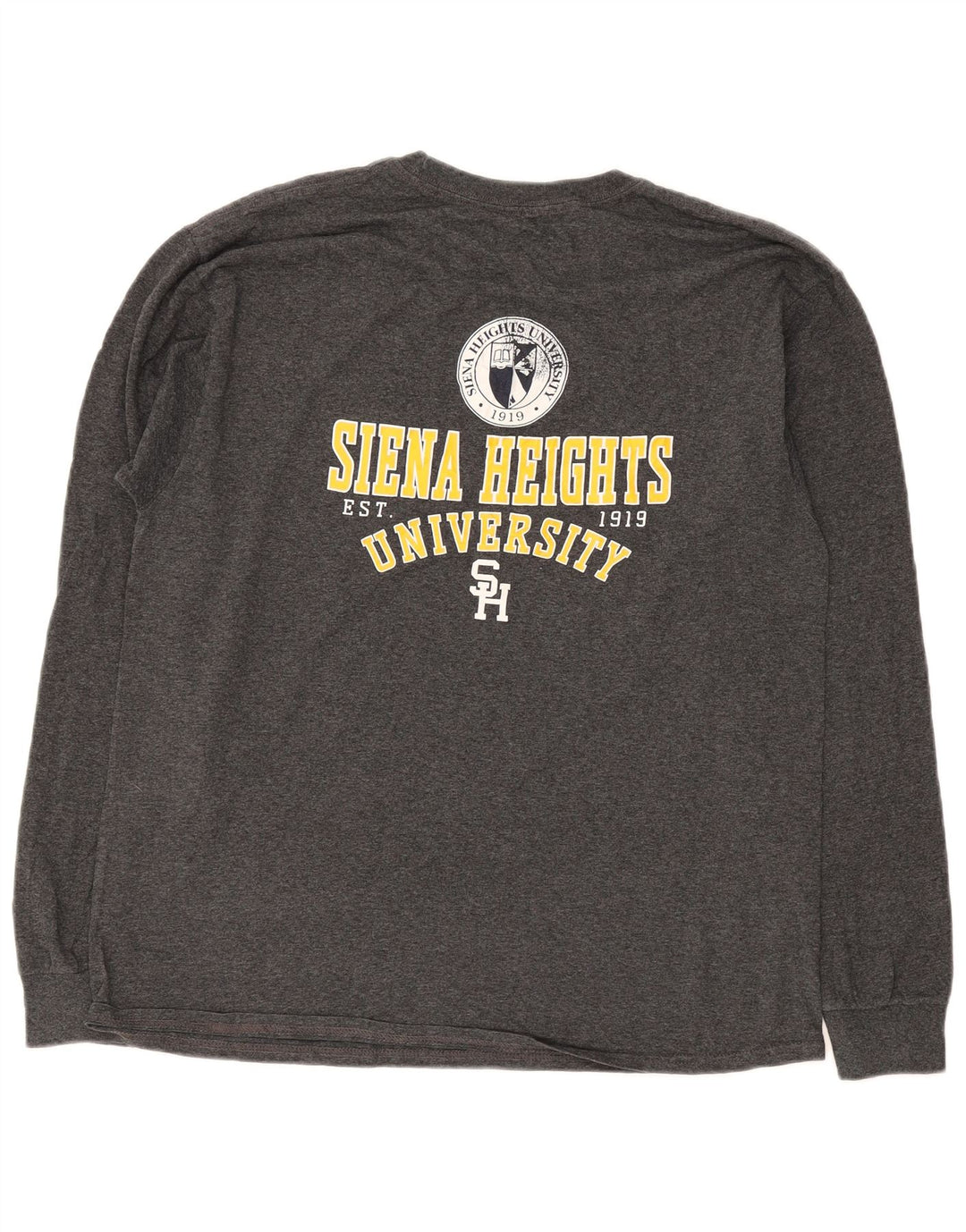 Champion Camiseta gráfica de manga larga para hombre Siena Heights University, talla grande, gris