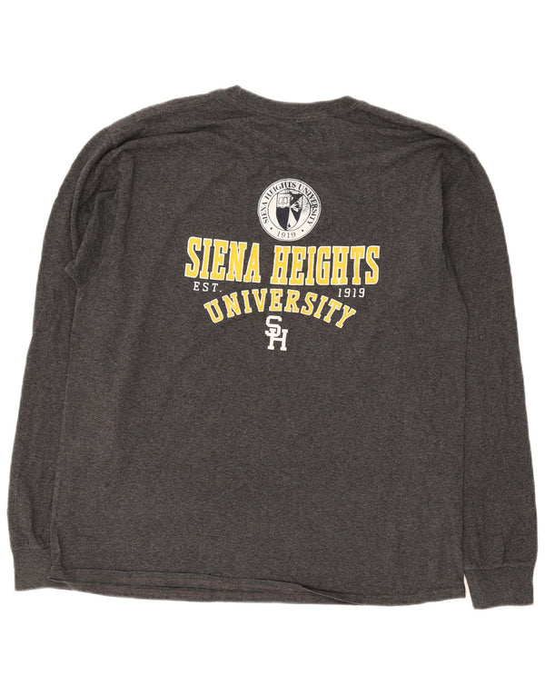Champion Camiseta gráfica de manga larga para hombre Siena Heights University, talla grande, gris