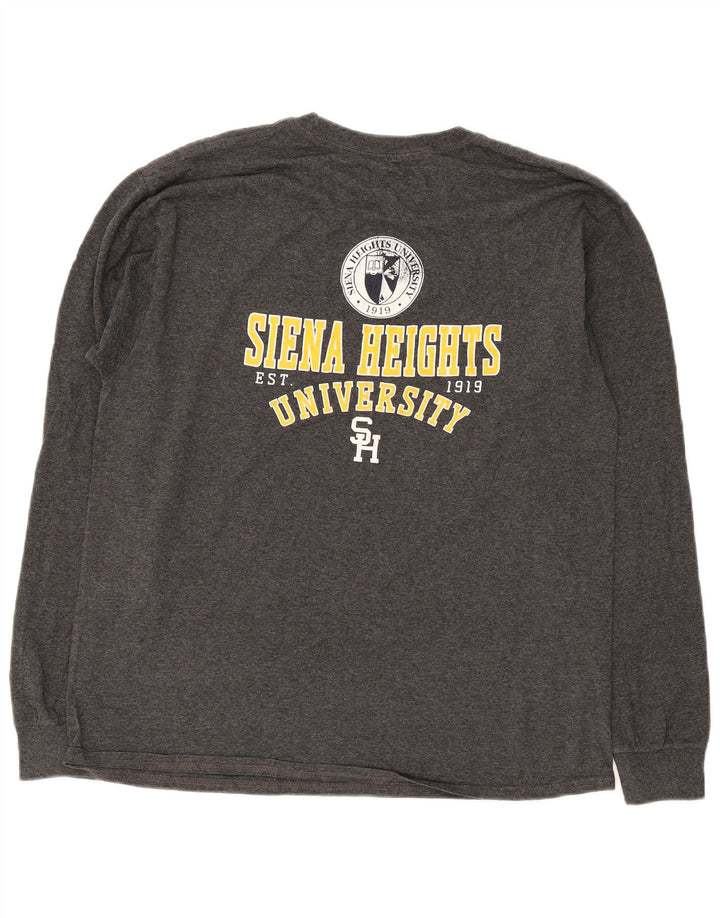 Champion Camiseta gráfica de manga larga para hombre Siena Heights University, talla grande, gris