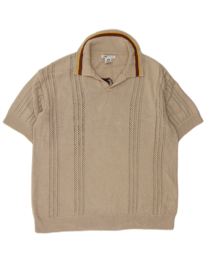 Zara Hombre: Inigo Studio Graphic Polo Neck Jumper Sweater Beige Medio