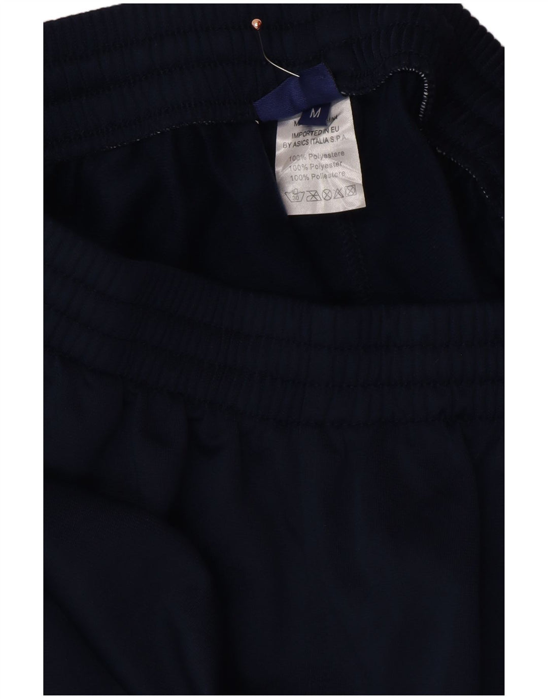 ASICS - Pantalones de chándal para hombre, color azul marino medio, poliéster con bloques de color