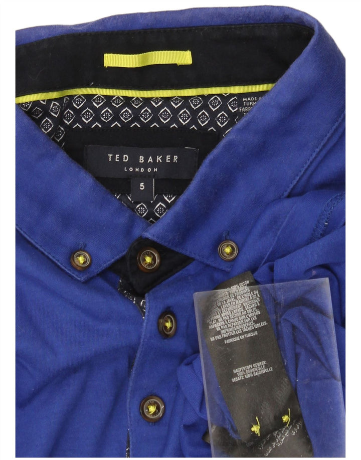 TED BAKER Polo para hombre Talla 5 XL Algodón azul