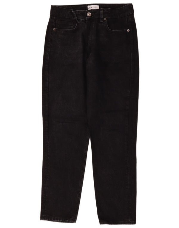 Zara Jeans Cónicos De Cintura Alta Para Mujer EU 42 Large W32 L28 Negro