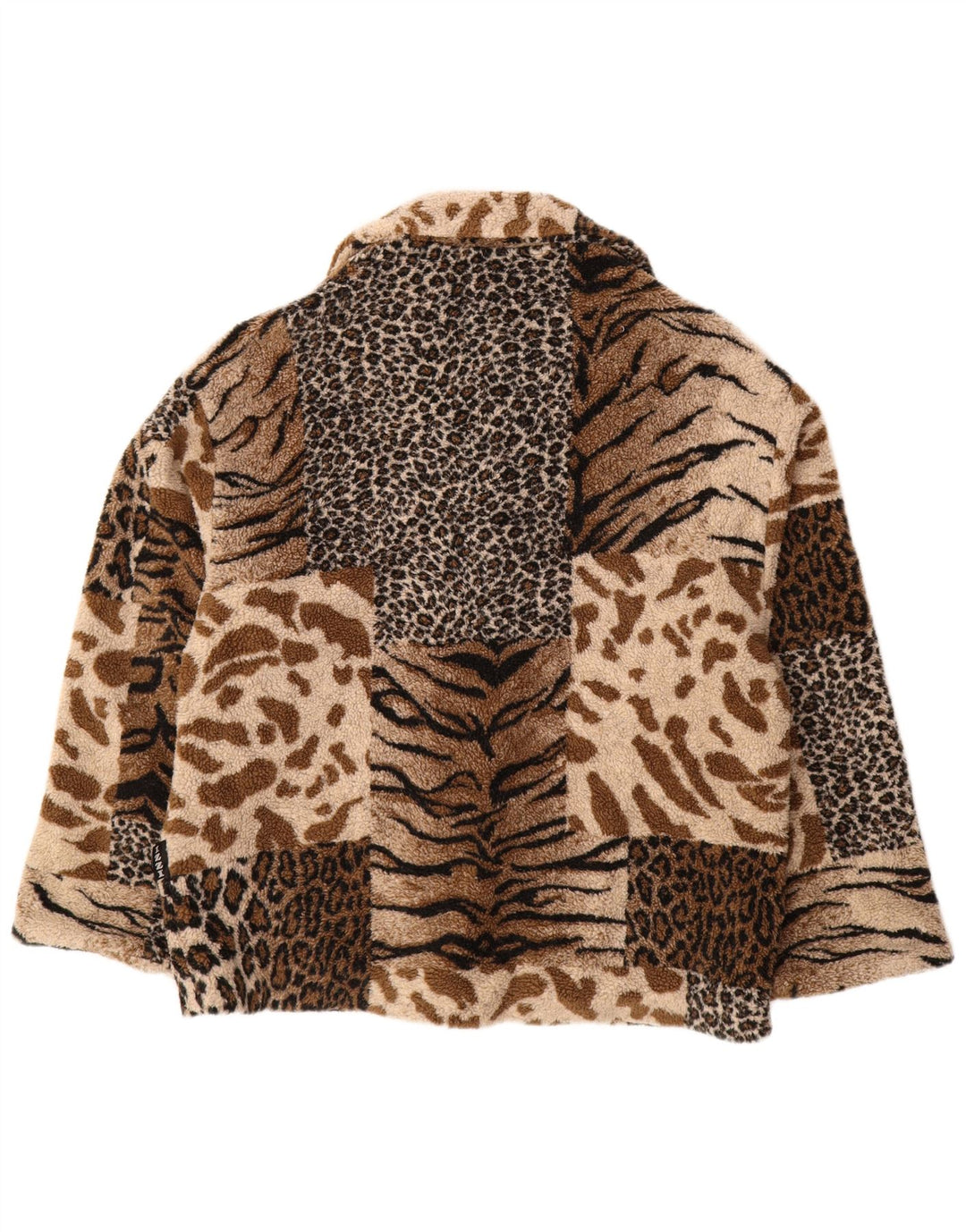 IZZI Chaqueta polar extragrande para mujer UK 10 Small Brown Animal Print Acrílico