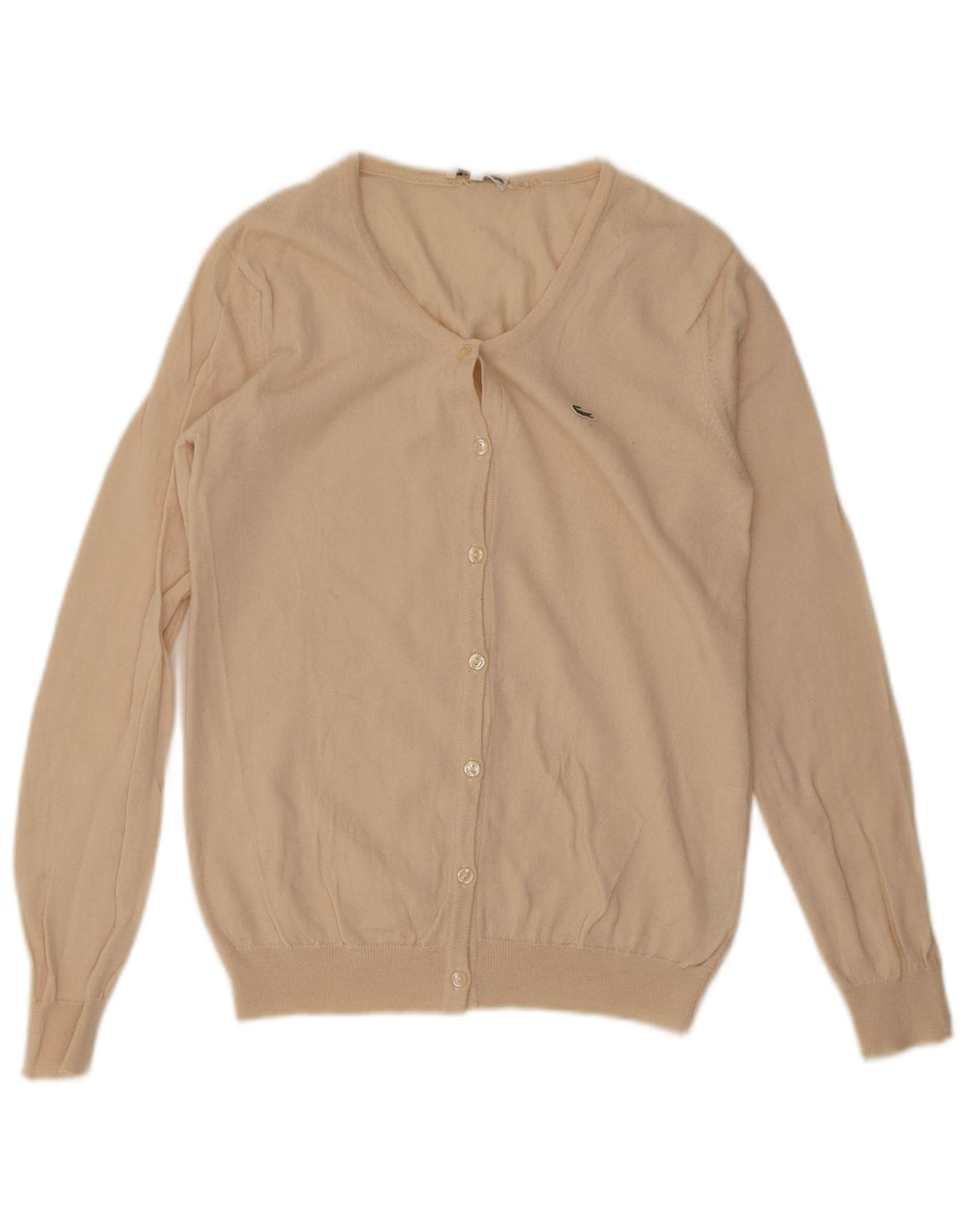 Lacoste Cárdigan para mujer talla 42 grande beige lana virgen