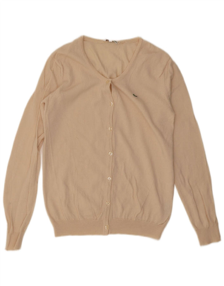 Lacoste Cárdigan para mujer talla 42 grande beige lana virgen