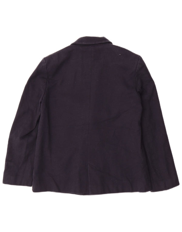 ZARA Chaqueta Blazer De Doble Botonadura Para Mujer UK 10 Small Azul Marino Algodón