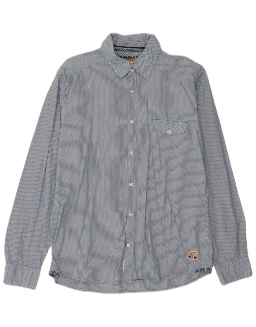 ESPRIT Camisa ajustada para hombre, talla grande, azul, a rayas