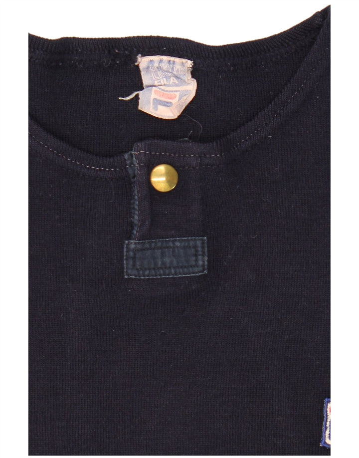 FILA Jersey con cuello barco para hombre, talla pequeña, azul marino