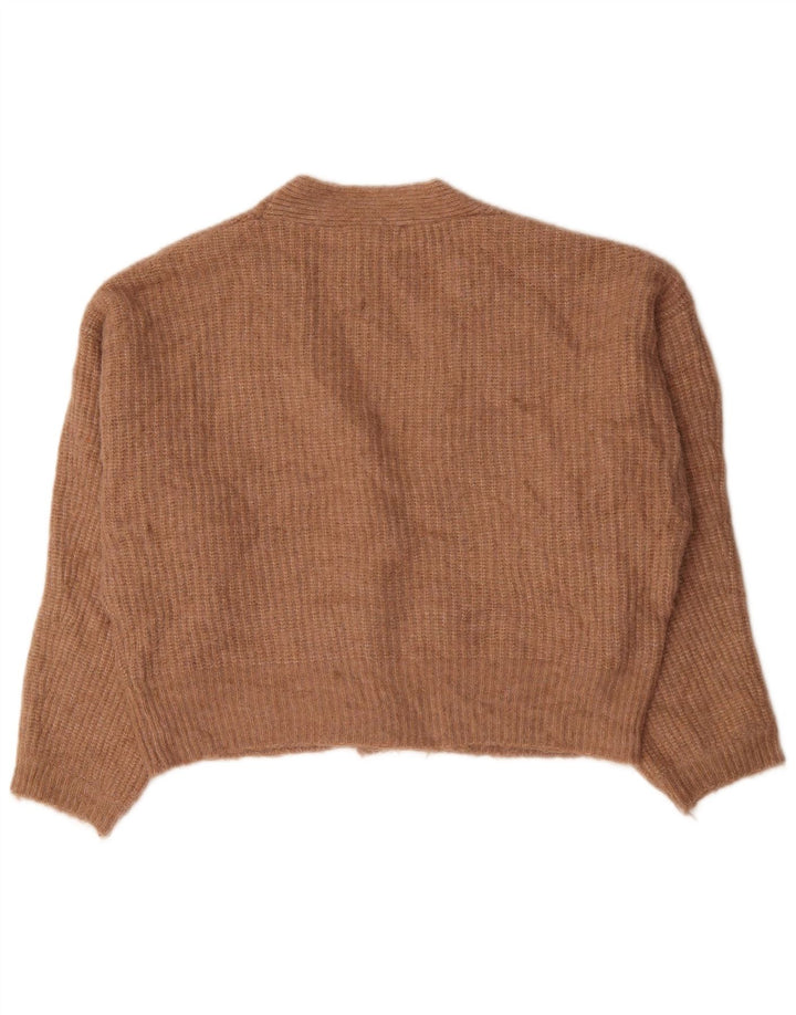 Zara Mujer Crop Suéter Cárdigan Extragrande UK 44 Medium Brown Nylon
