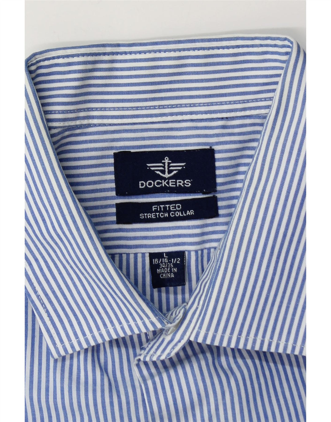 Dockers Camisa para hombre talla 16 1/2 grande azul a rayas