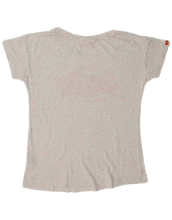 SUPERDRY Camiseta gráfica para mujer Top UK 44 Medium Off White Algodón moteado