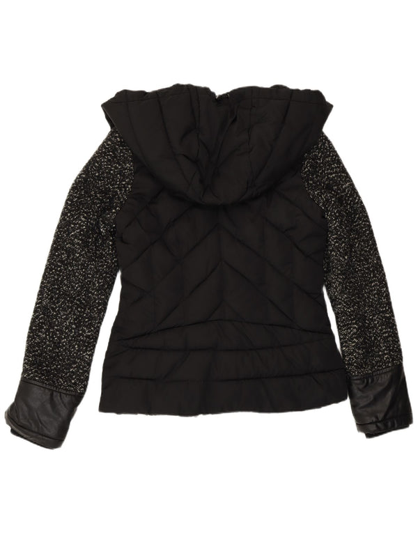 Pinko Chaqueta acolchada con capucha para mujer UK 10 Small Poliéster negro