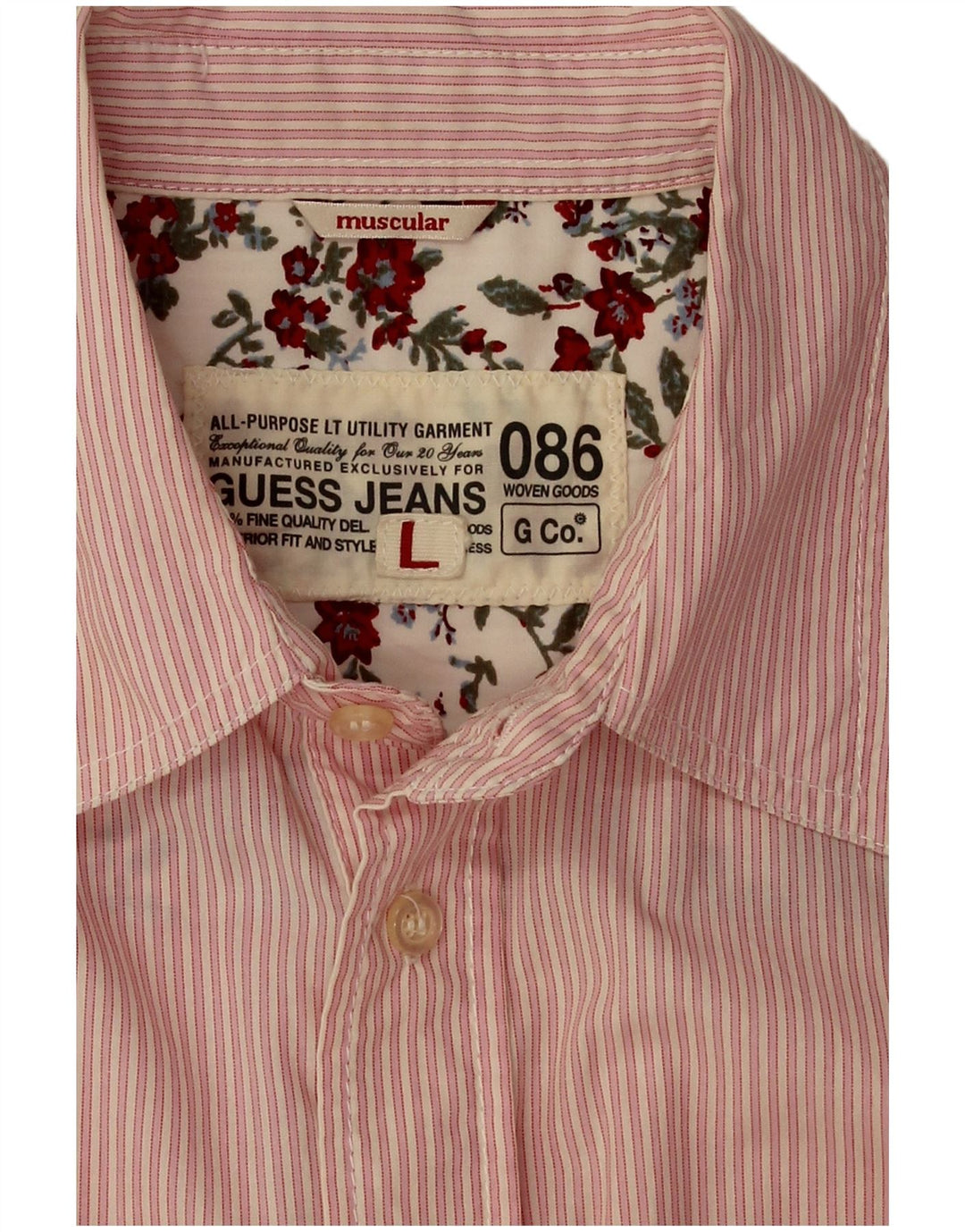 Guess Camisa De Manga Corta De Algodón A Rayas Rosa Grande Hombre