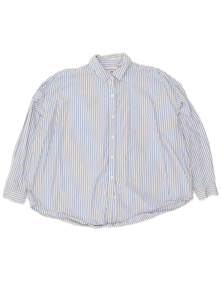 Levi's Camisa extragrande para mujer UK 44 Algodón a rayas azul medio